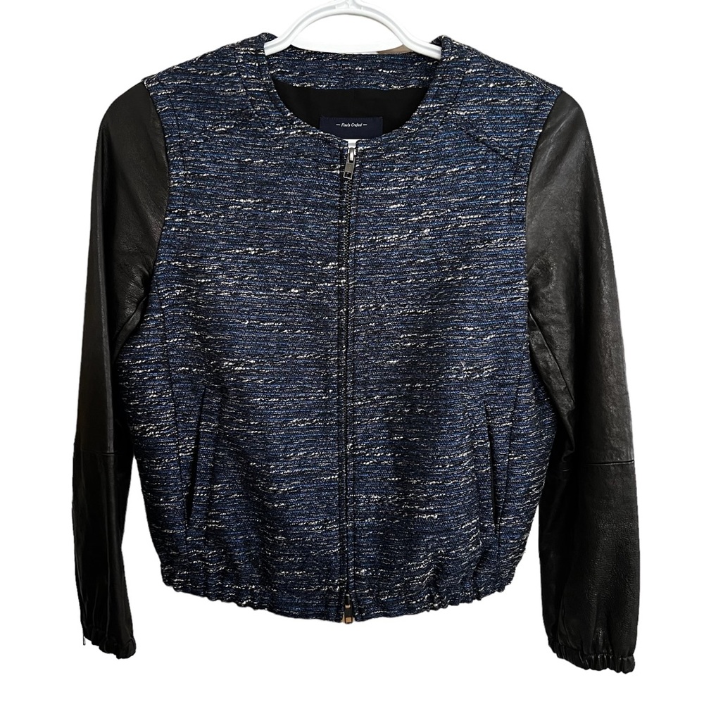 MADEWELL | Tweed with Leather Sleeves Bomber Jacket size xs